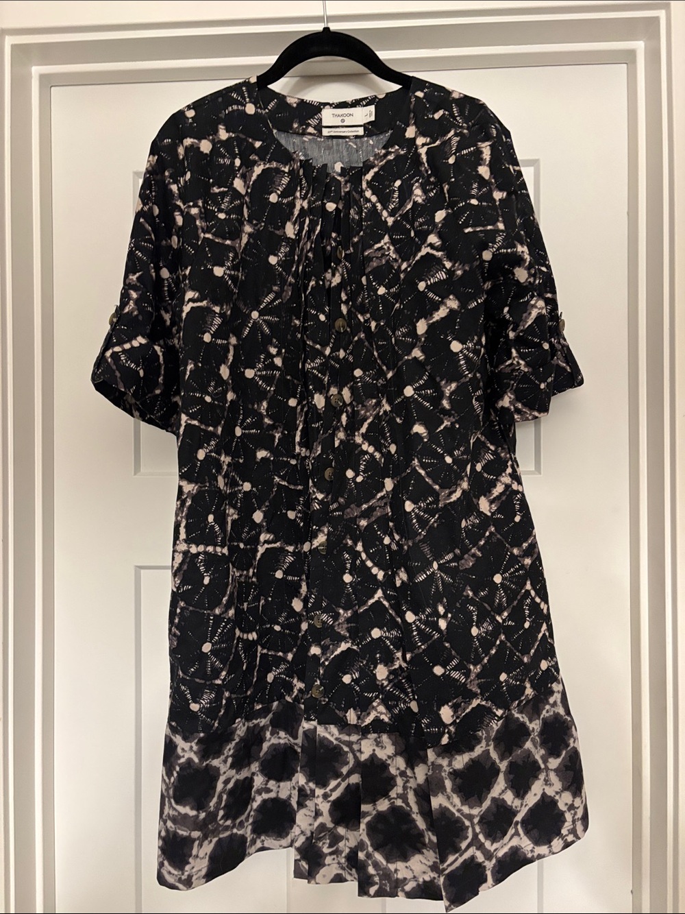 Thakoon  for Target Black & Cream Patterned Short Sleeve Dress